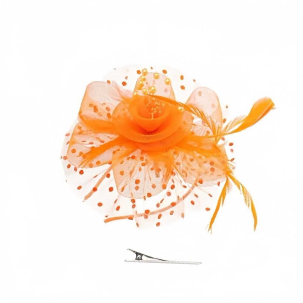 New Orange Fascinator Headpiece,fascinator Hats For Women Flower Mesh